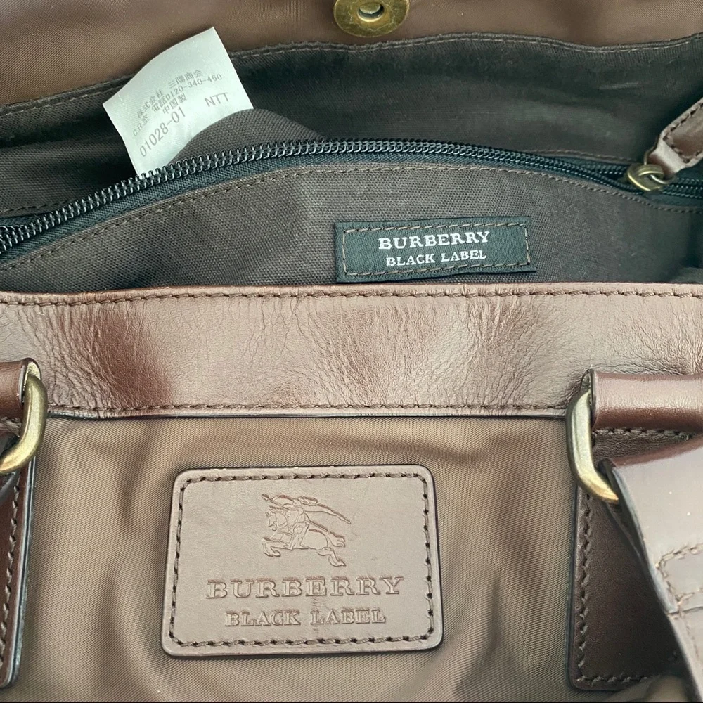 Burberry brown front pocket nylon tote bag